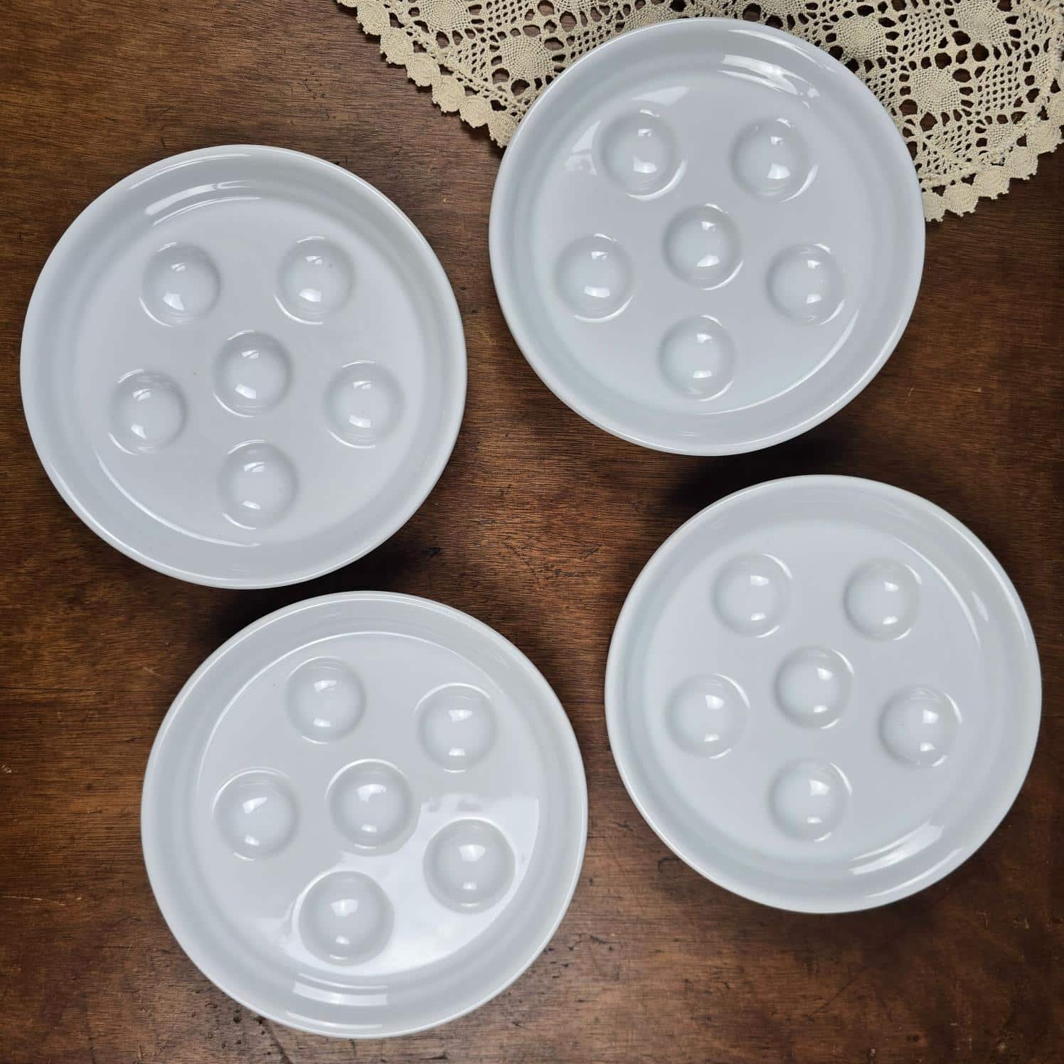plat escargot porcelaine baudour blanc vintage