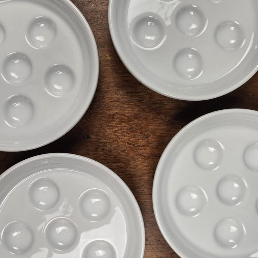 plat escargot porcelaine baudour blanc vintage