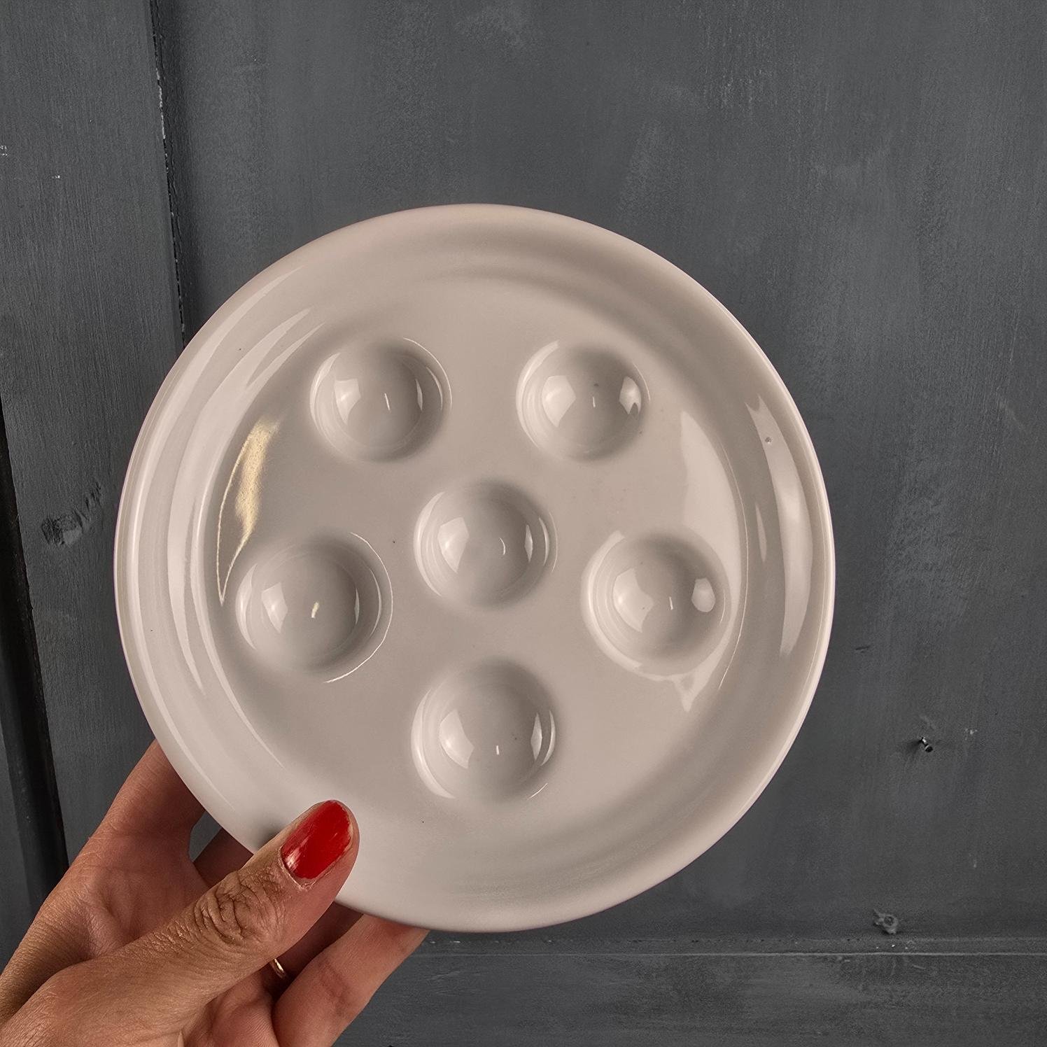 plat escargot porcelaine baudour blanc vintage