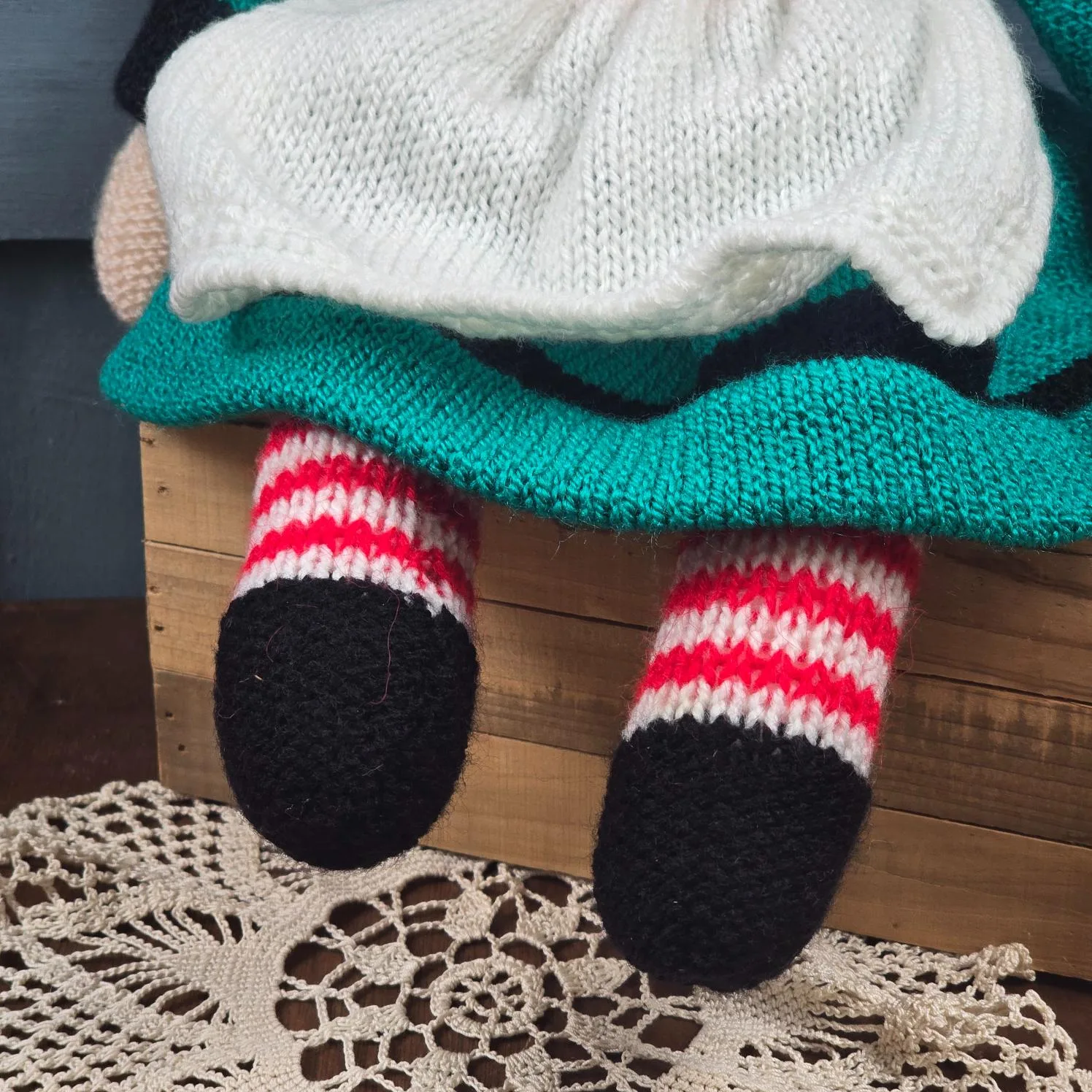 poupee becassine vintage fait main laine