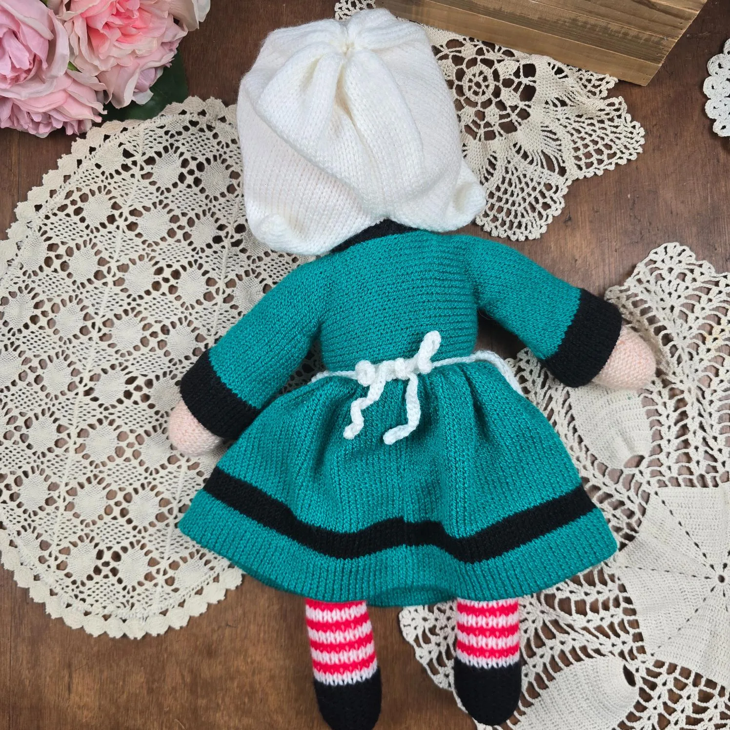 poupee becassine vintage fait main laine