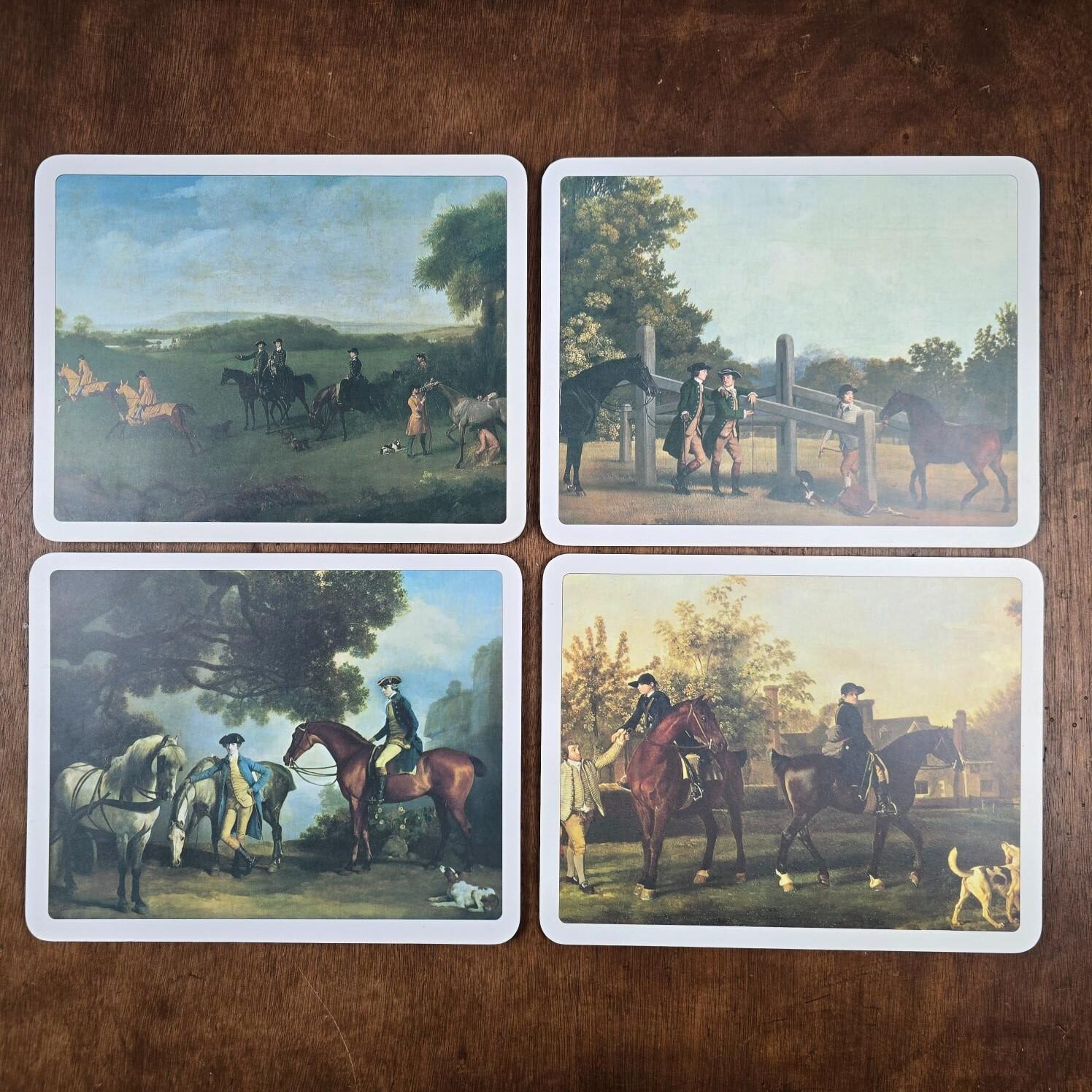 set table equestre anglais chasse vintage