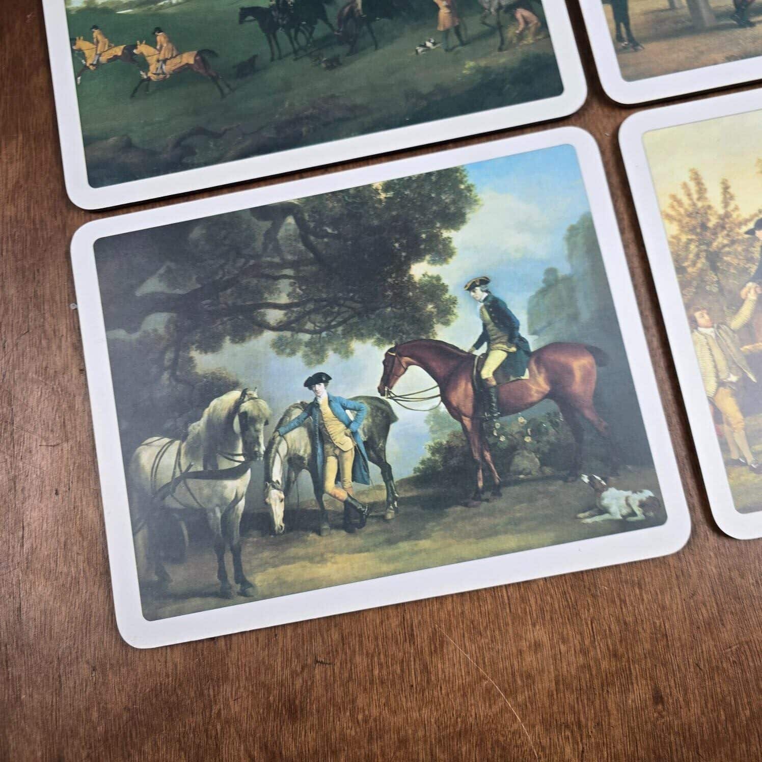 set table equestre anglais chasse vintage