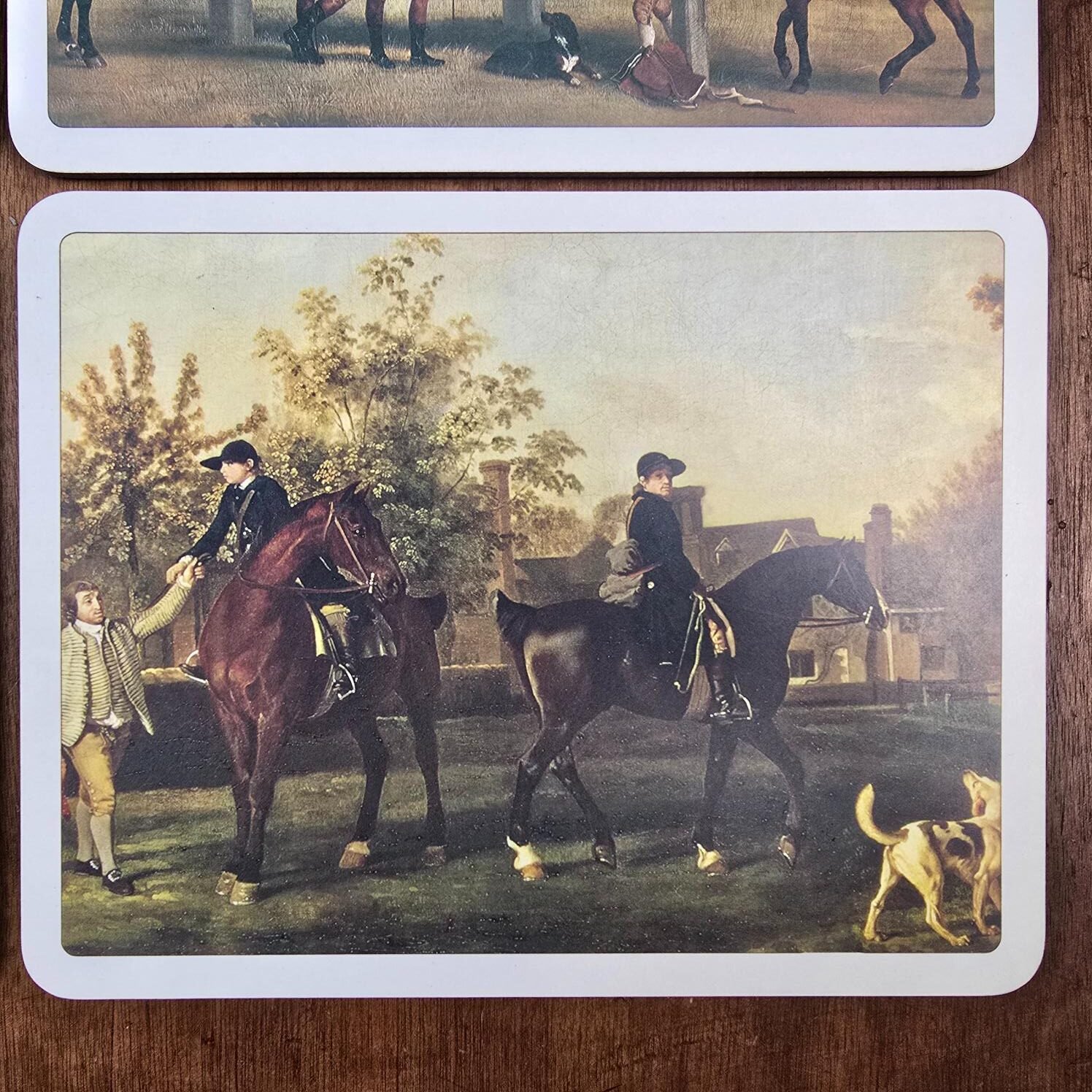 set table equestre anglais chasse vintage
