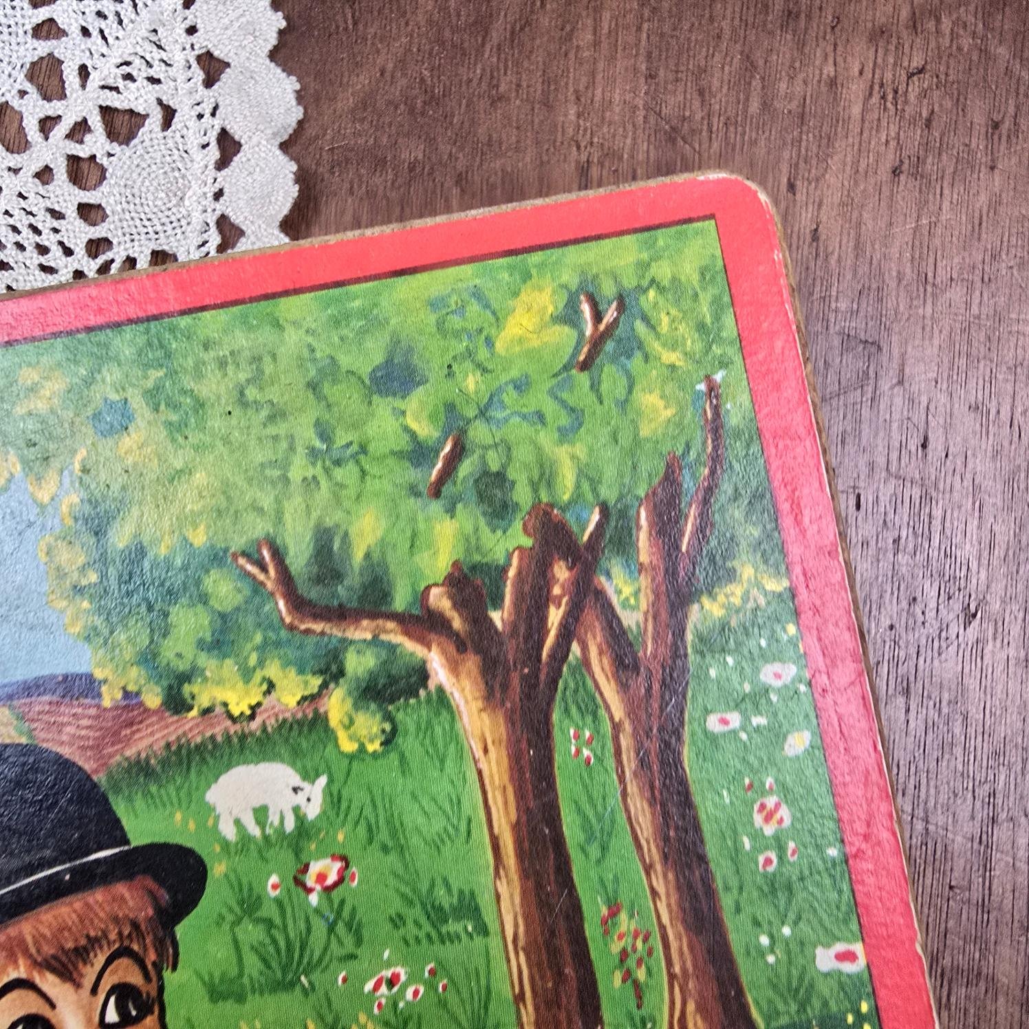Dos en carton d’une seconde planche modèle du jeu de cubes vintage