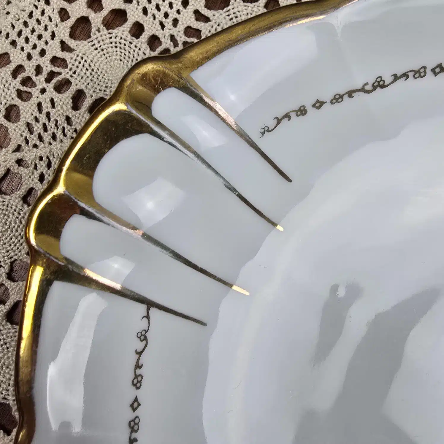 plat ovale en porcelaine vierzon oiseaux fleurs dores vintage