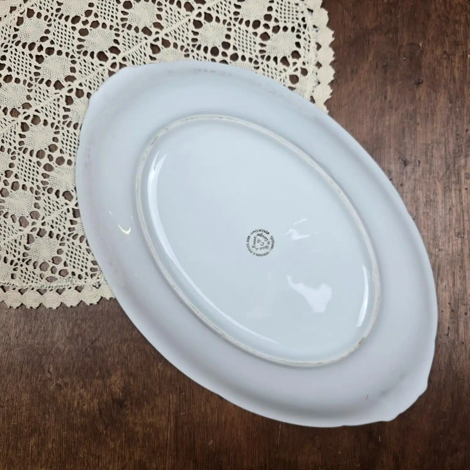 plat ovale en porcelaine vierzon oiseaux fleurs dores vintage