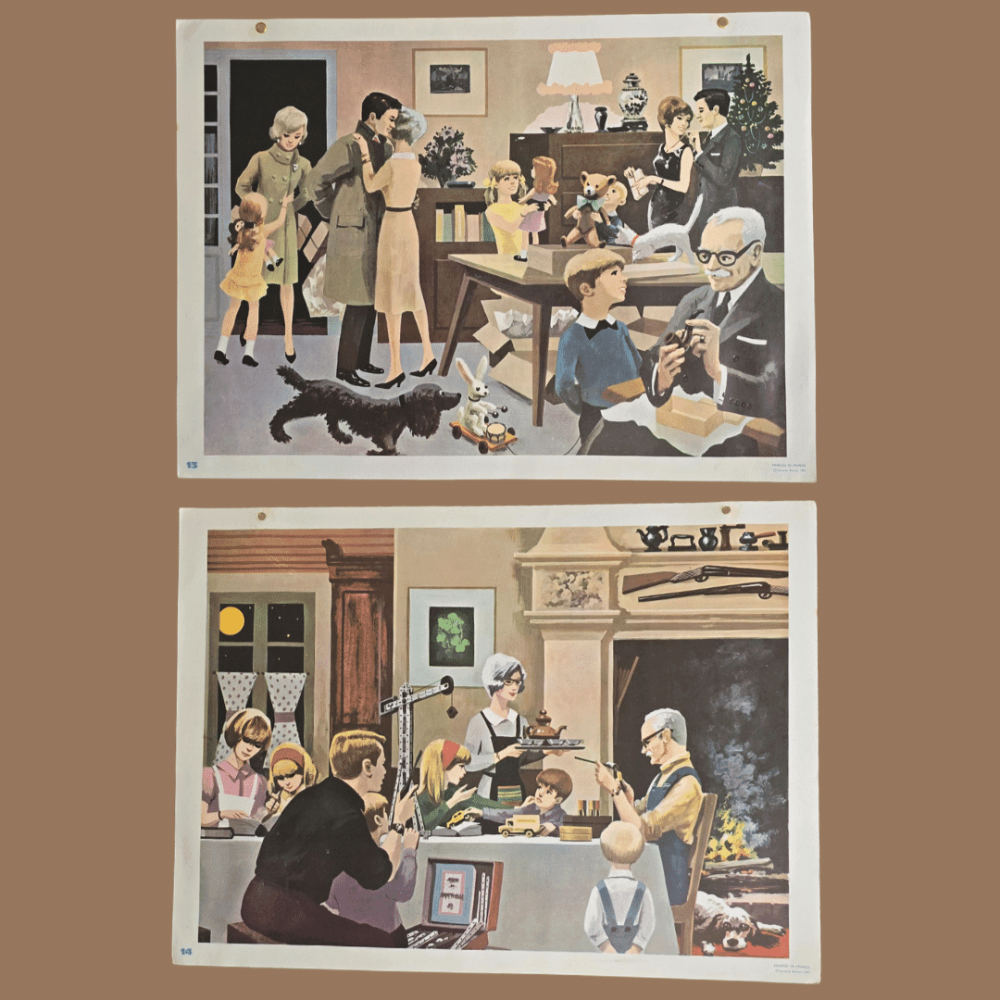 affiche scolaire ancienne fernand nathan noel famille