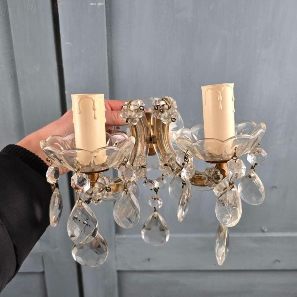 Applique murale ancienne vue de face avec pampilles