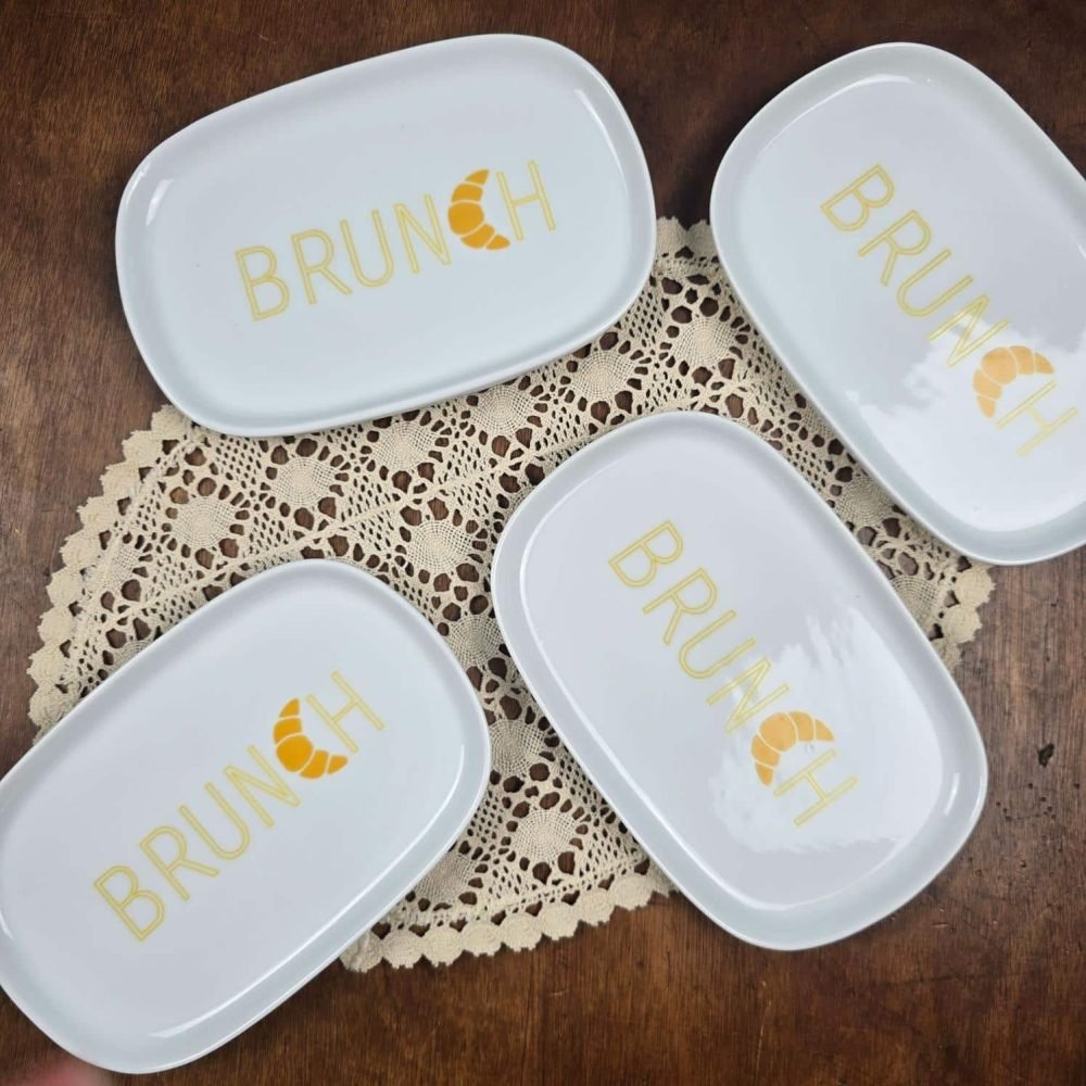 Lot de 4 assiette rectangulaire Luminarc BRUNCH, vue de dessus