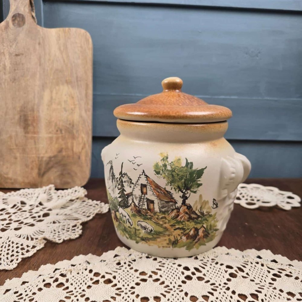 Bonbonnière artisanale vintage Cazalas GET Bagnères 1983 – Décor montagne dans ambiance vintage