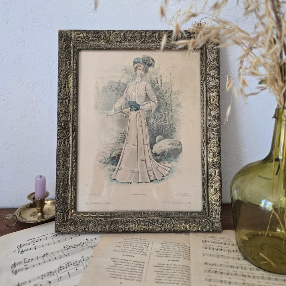 cadre ancien moniteur mode illustration belle epoque vintage