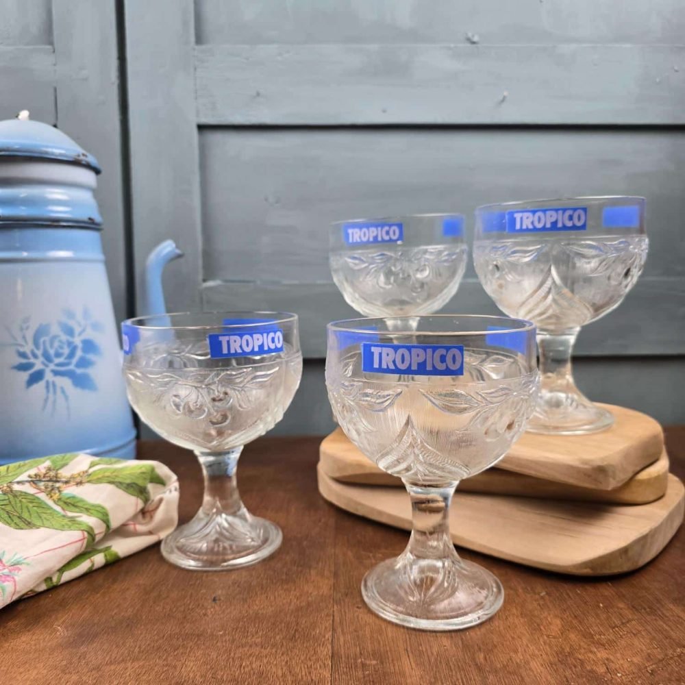 coupes tropico vintage verres fruits brocante