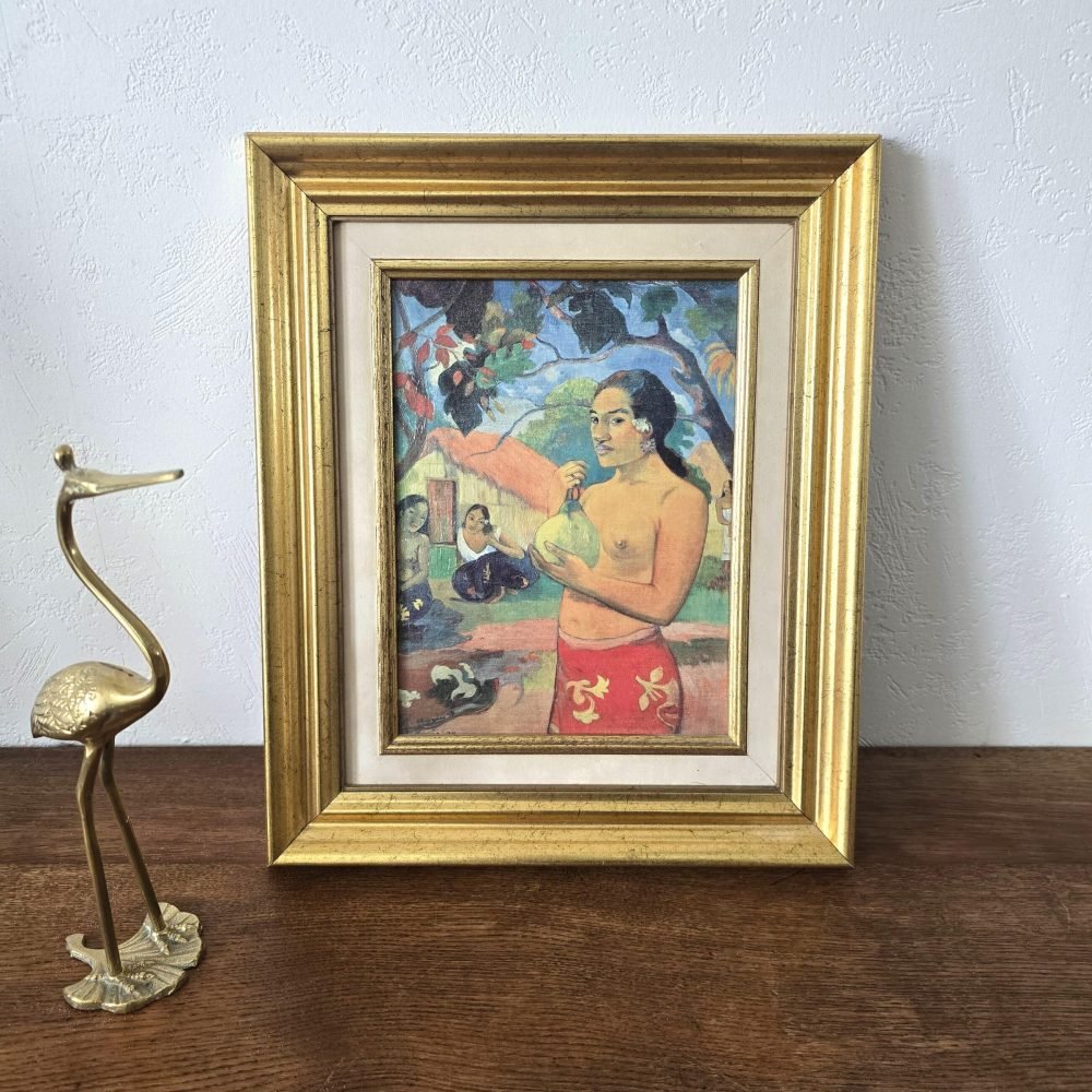 Reproduction encadrée Paul Gauguin Te Arii Vahine, cadre dorée ambiance vintage