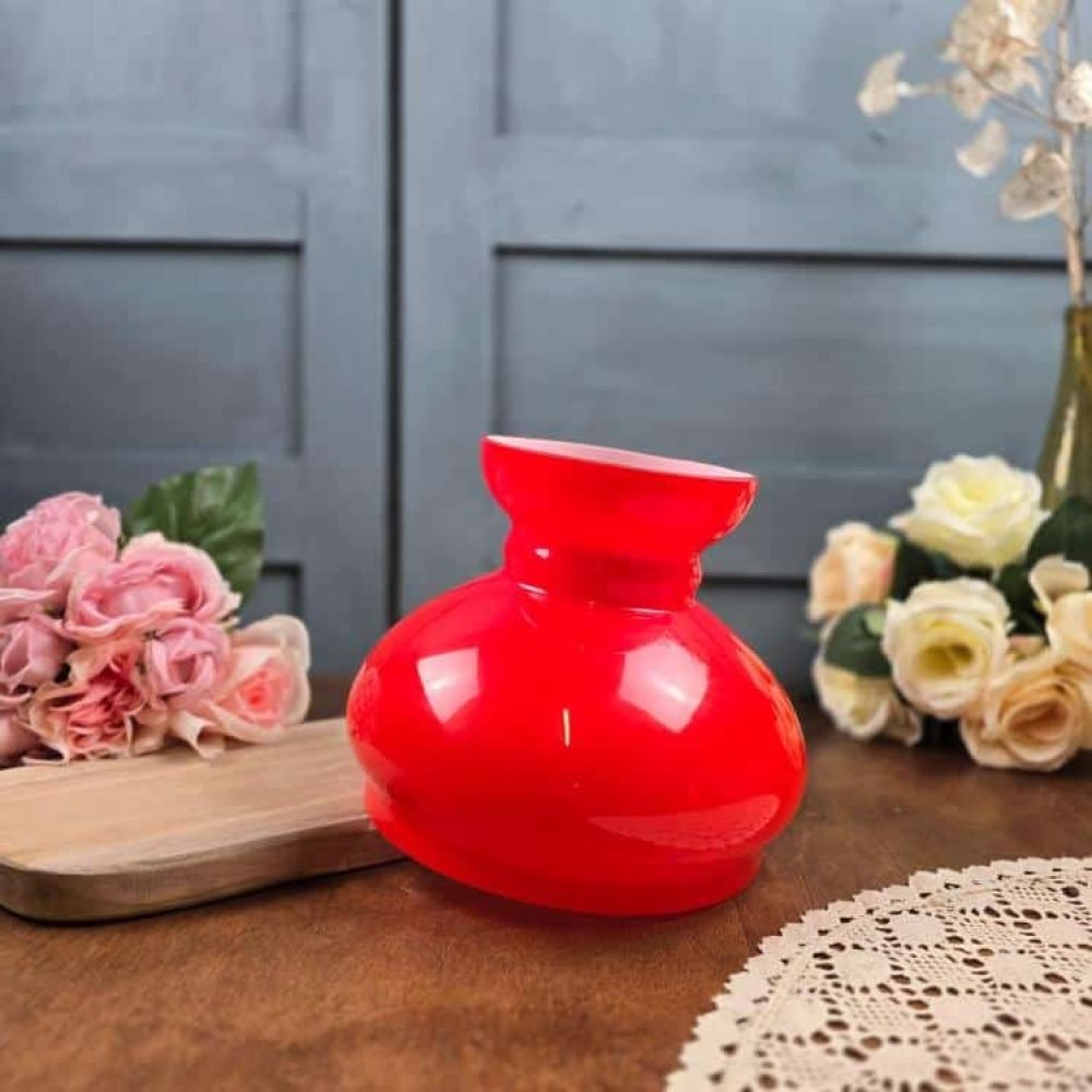 globe vintage rouge verre opale abat jour suspension luminaire pop ambiance vintage