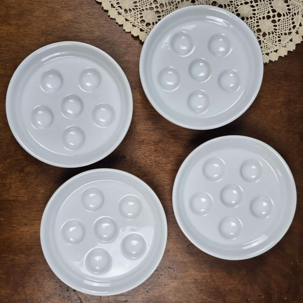 plat escargot porcelaine baudour blanc vintage