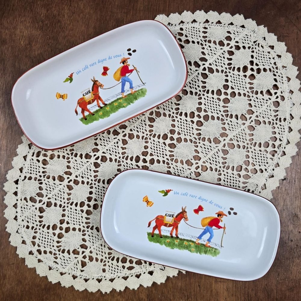 Lot de 2 ramequins ou vide poche « Un café rare digne de vous ! » ambiance vintage