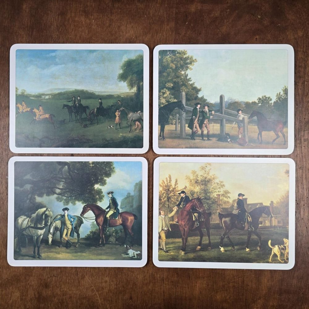 set table equestre anglais chasse vintage
