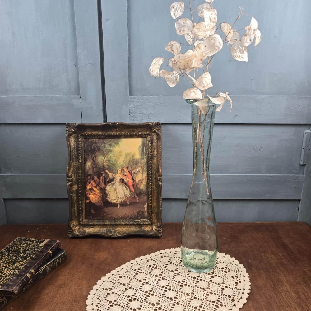 Grand soliflore vintage en verre nervuré – Vase transparent, ambiance vintage
